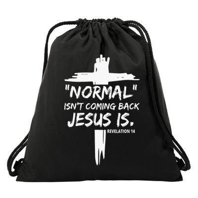 Isnt Coming Back Jesus Is Christian Normal Drawstring Bag