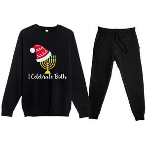 I Celebrate Both Hanukkah Premium Crewneck Sweatsuit Set