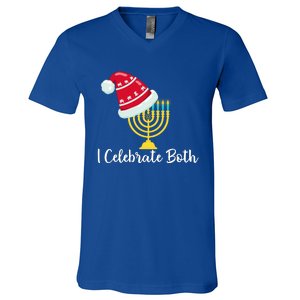 I Celebrate Both Hanukkah V-Neck T-Shirt