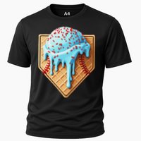Ice Cream Baseball Drip Home Plate Dripping Cooling Performance Crew T-Shirt