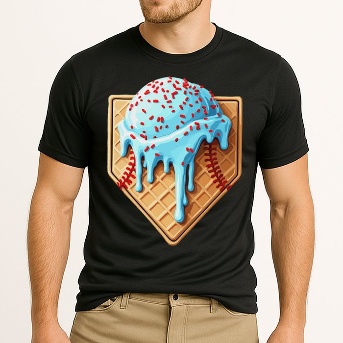 Ice Cream Baseball Drip Home Plate Dripping Cooling Performance Crew T-Shirt