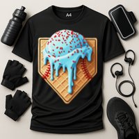 Ice Cream Baseball Drip Home Plate Dripping Cooling Performance Crew T-Shirt
