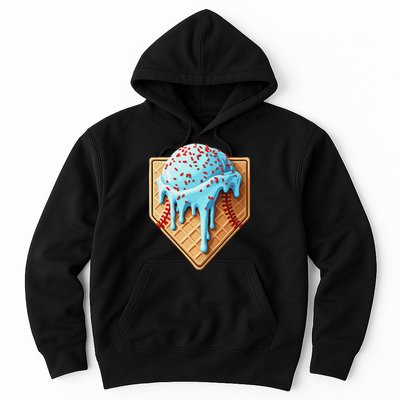 Ice Cream Baseball Drip Home Plate Dripping Hoodie