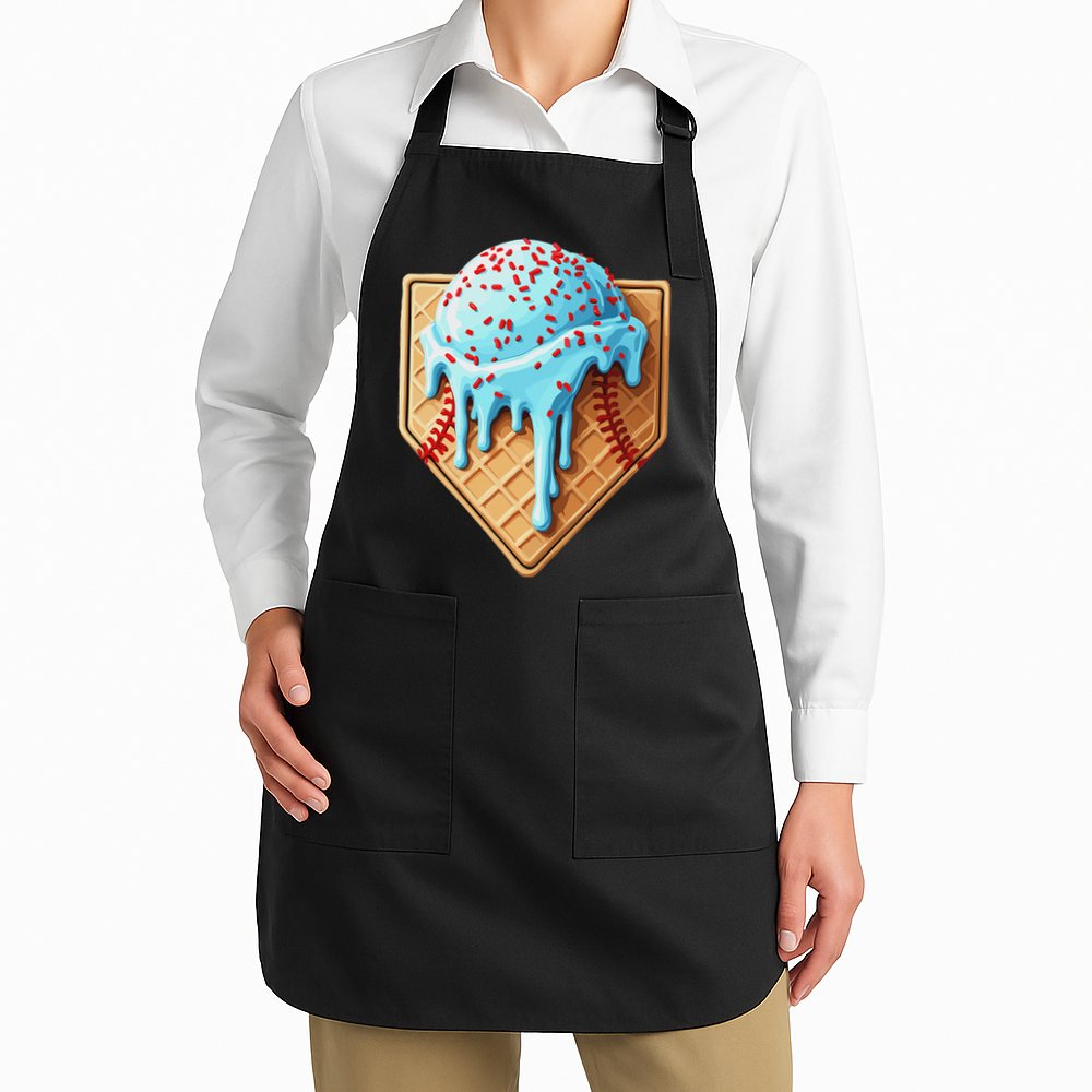 Ice Cream Baseball Drip Home Plate Dripping Apron