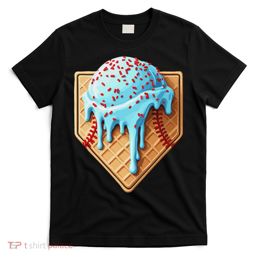 Ice Cream Baseball Drip Home Plate Dripping T-Shirt