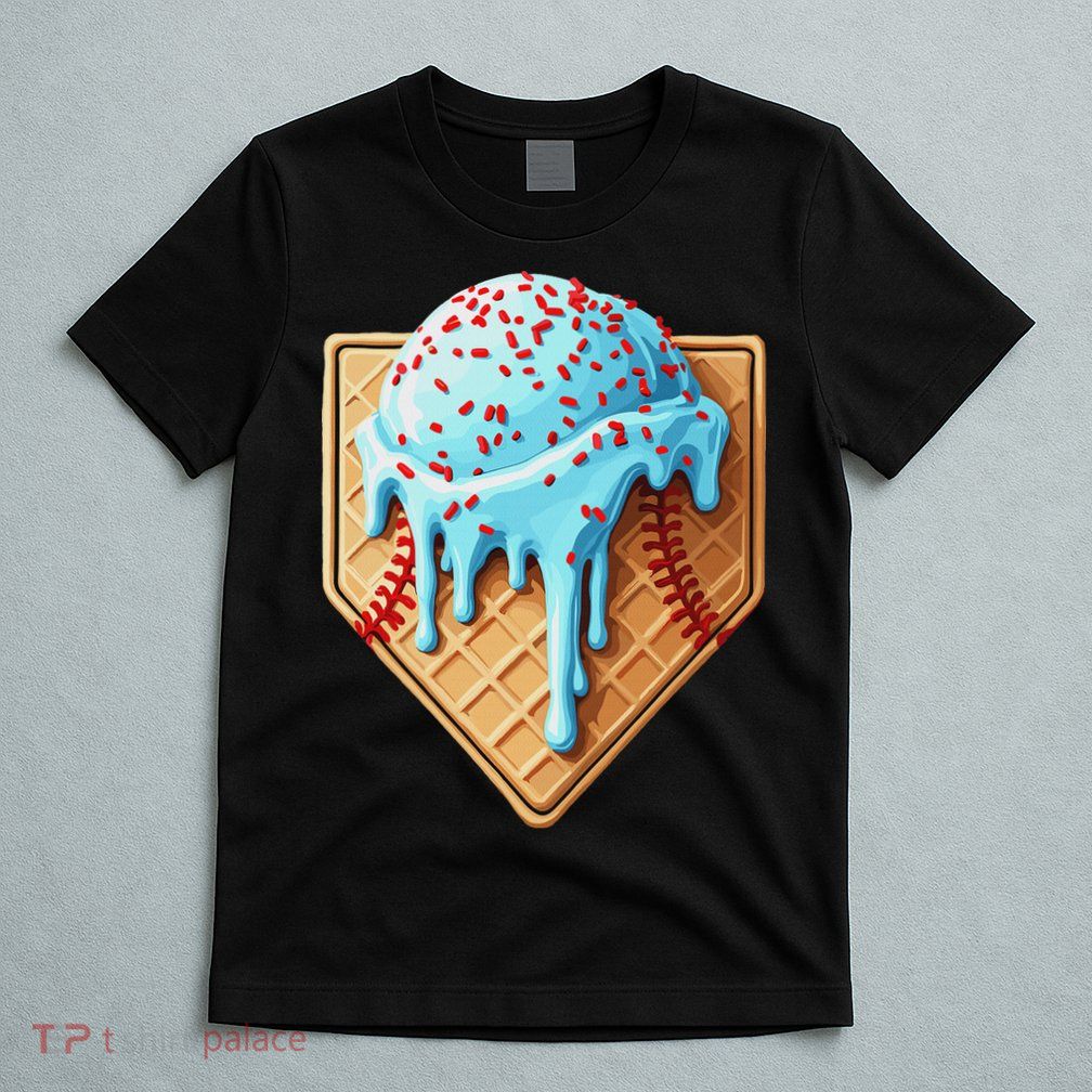 Ice Cream Baseball Drip Home Plate Dripping T-Shirt