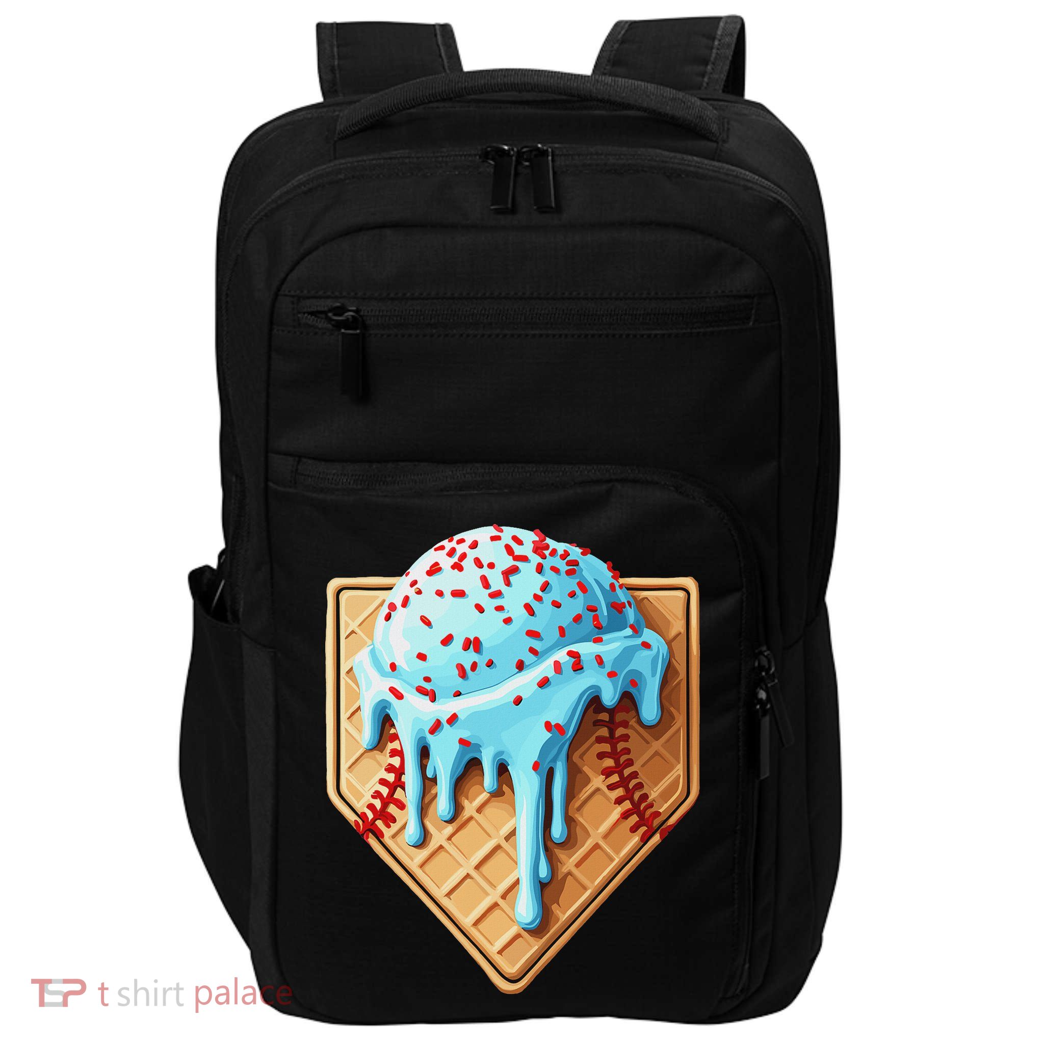 Ice Cream Baseball Drip Home Plate Dripping Impact Tech Backpack