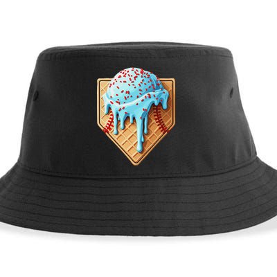 Ice Cream Baseball Drip Home Plate Dripping Sustainable Bucket Hat