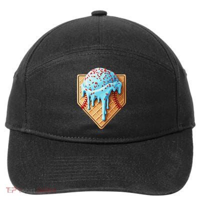 Ice Cream Baseball Drip Home Plate Dripping 7-Panel Snapback Hat