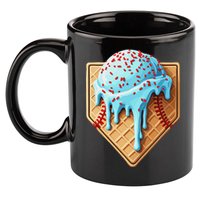 Ice Cream Baseball Drip Home Plate Dripping 11oz C Handle Ceramic Mug