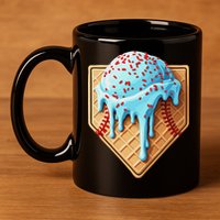 Ice Cream Baseball Drip Home Plate Dripping 11oz C Handle Ceramic Mug