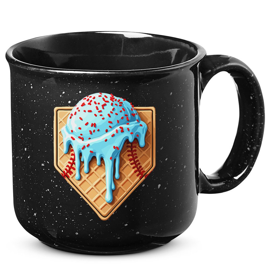 Ice Cream Baseball Drip Home Plate Dripping 15oz Campfire Ceramic Mug