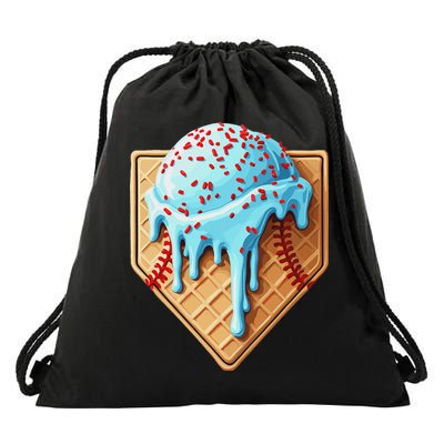 Ice Cream Baseball Drip Home Plate Dripping Drawstring Bag