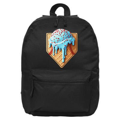 Ice Cream Baseball Drip Home Plate Dripping 16 in Basic Backpack