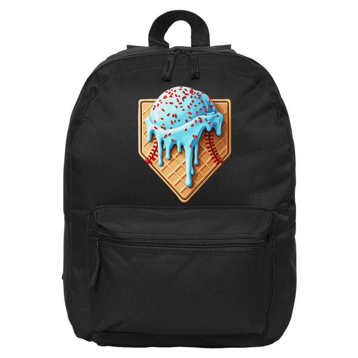 Ice Cream Baseball Drip Home Plate Dripping 16 in Basic Backpack
