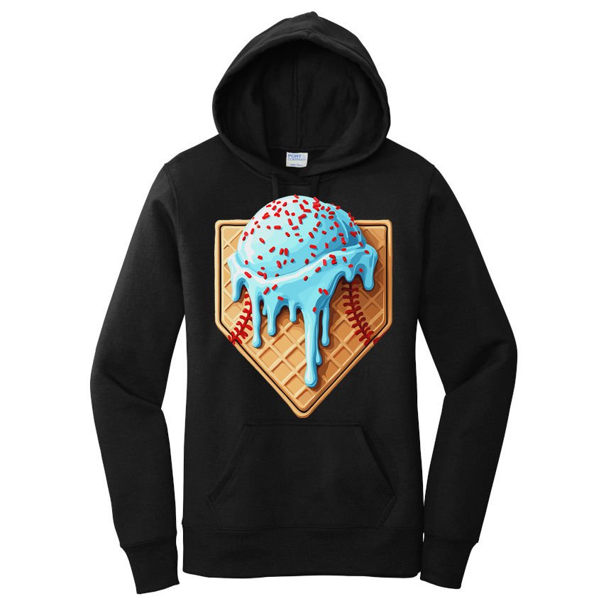 Ice Cream Baseball Drip Home Plate Dripping Women's Pullover Hoodie