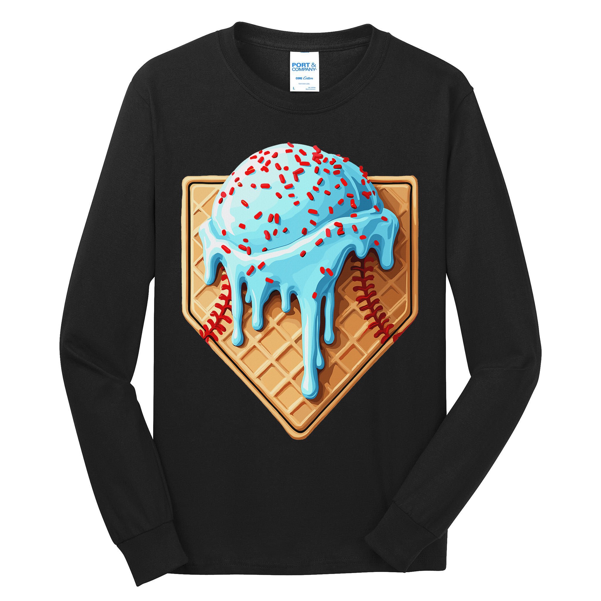Ice Cream Baseball Drip Home Plate Dripping Tall Long Sleeve T-Shirt