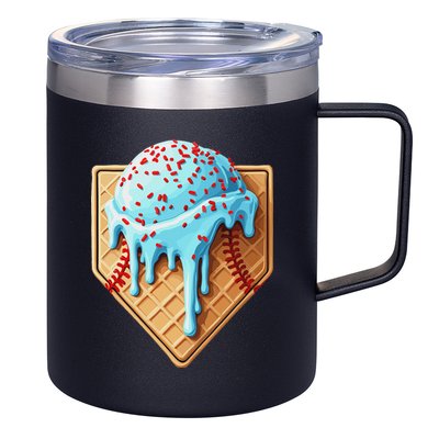Ice Cream Baseball Drip Home Plate Dripping 12oz Stainless Steel Coffee Mug