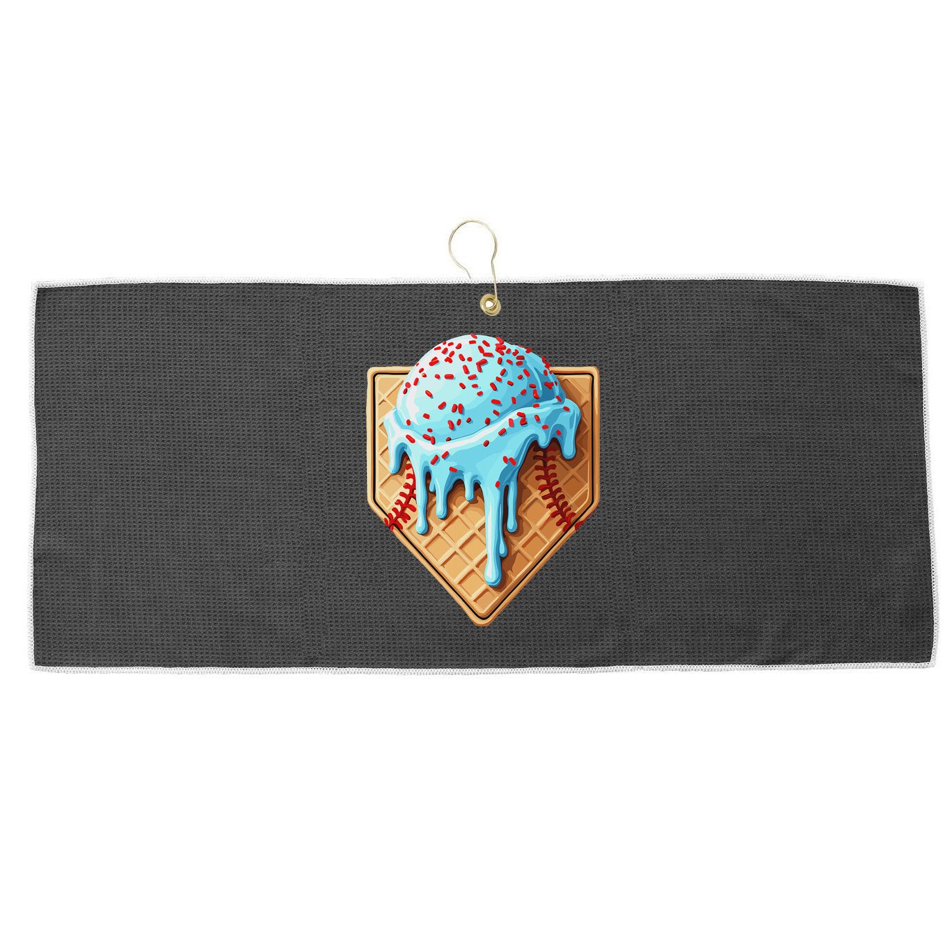 Ice Cream Baseball Drip Home Plate Dripping Large Microfiber Waffle Golf Towel