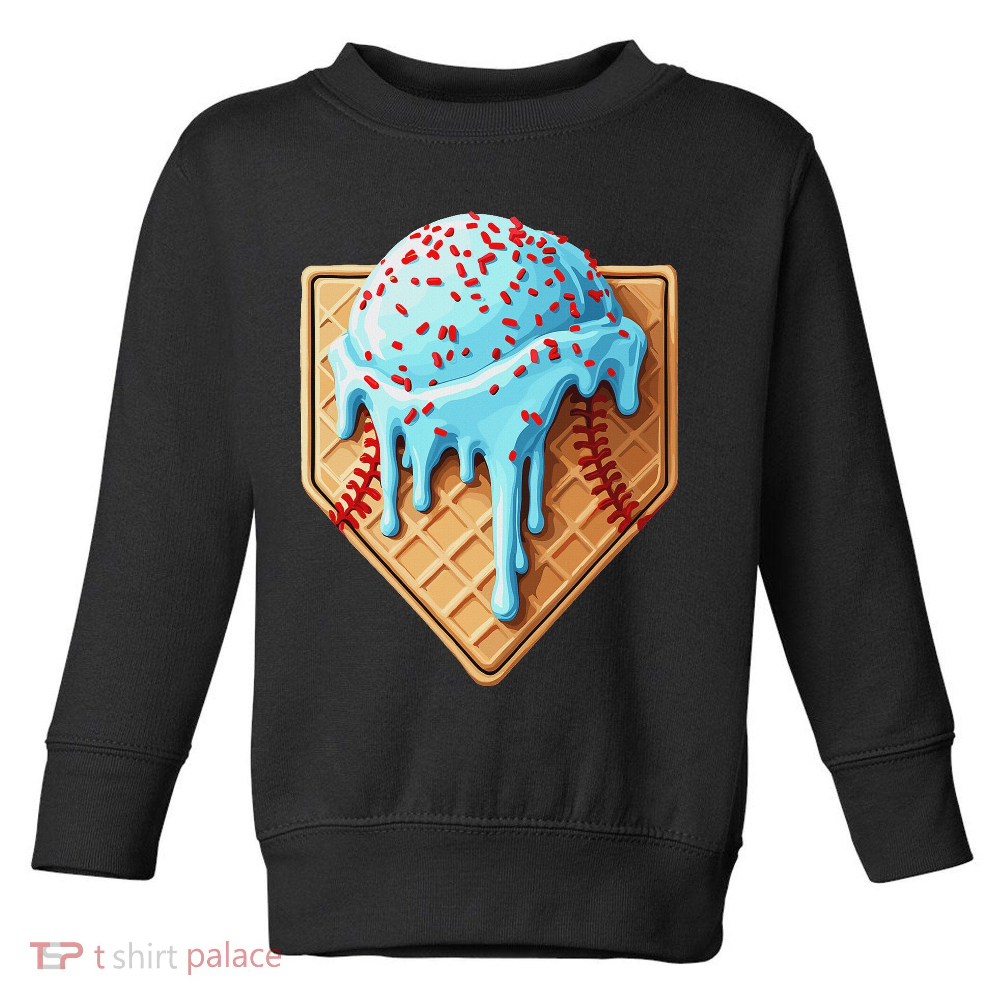 Ice Cream Baseball Drip Home Plate Dripping Toddler Sweatshirt