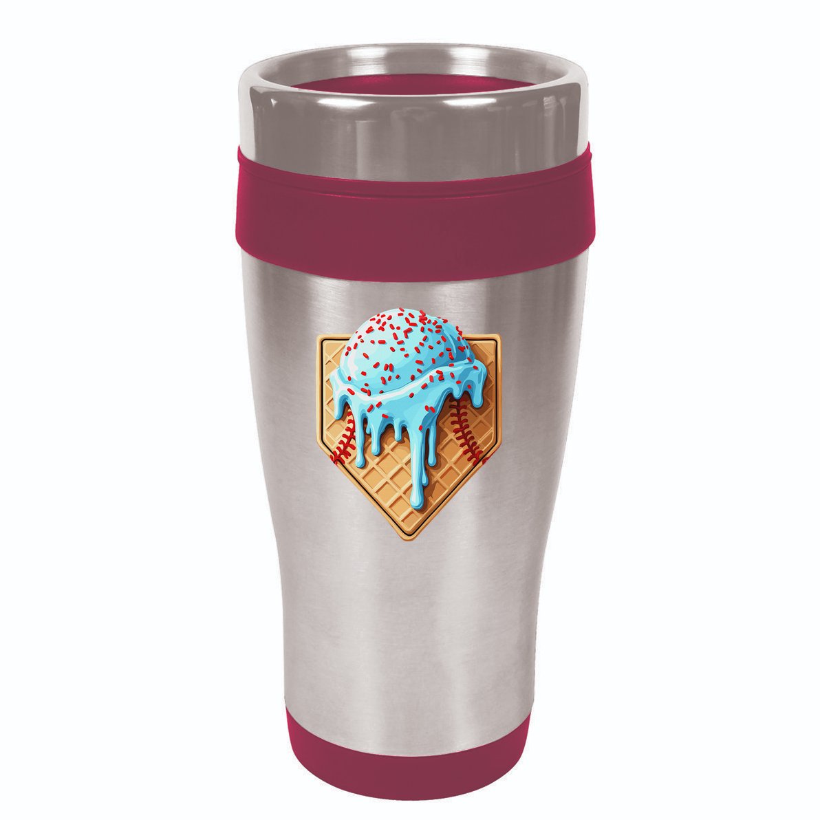 Ice Cream Baseball Drip Home Plate Dripping 16oz Travel Tumbler