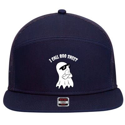 I Call Boo Sheet Halloween 7 Panel Mesh Trucker Snapback Hat