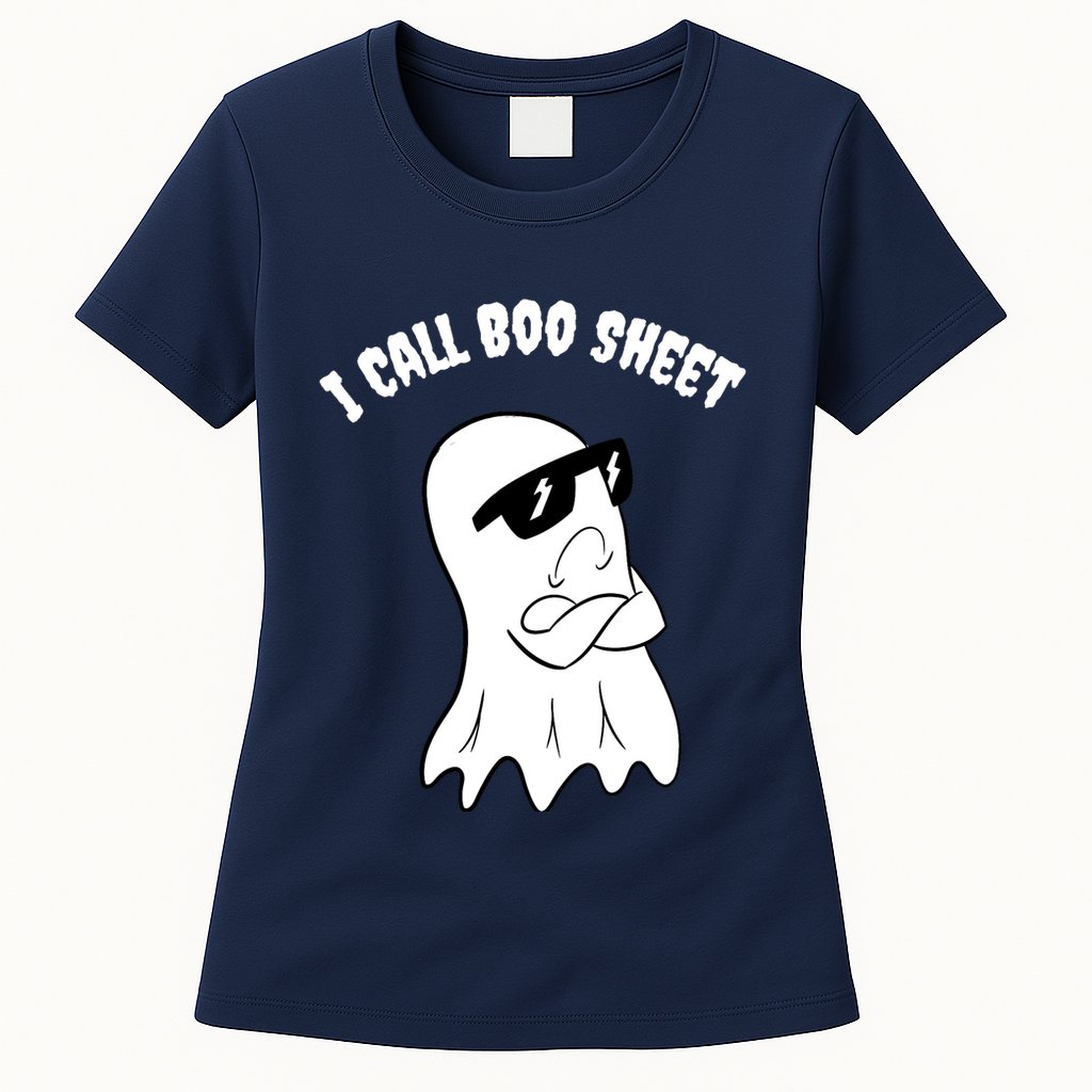I Call Boo Sheet Halloween Womens T-Shirt