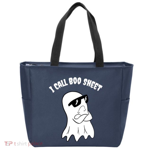 I Call Boo Sheet Halloween Zip Tote Bag
