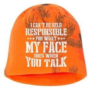 I Can't Be Held Responsible What My Face Does When You Talk Gift Kati - Camo Knit Beanie