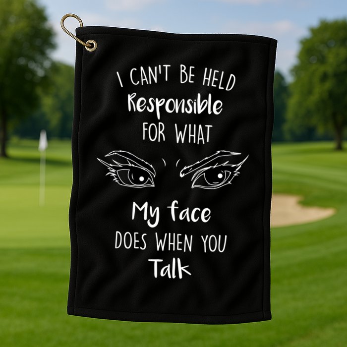 I Can't Be Held Responsible What My Face Does When You Talk Gift Golf Towel