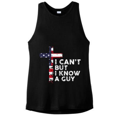 I CanT But I Know A Guy Jesus Christ Usa Christian Ladies PosiCharge Tri-Blend Wicking Tank