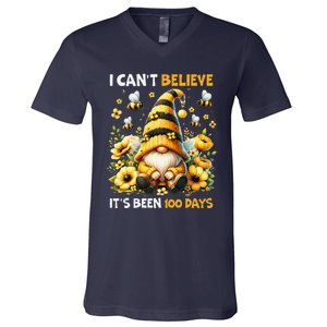 I CanT Believe Its Been 100 Days Bee Gnome Teacher Student V-Neck T-Shirt