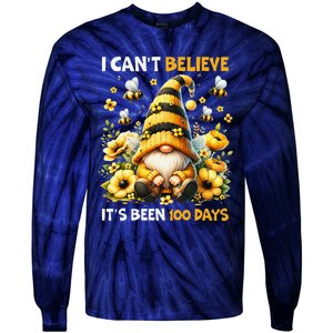 I CanT Believe Its Been 100 Days Bee Gnome Teacher Student Tie-Dye Long Sleeve Shirt