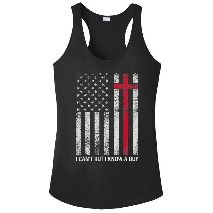 I CanT But I Know A Guy Cross American Flag Ladies PosiCharge Competitor Racerback Tank