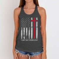 I CanT But I Know A Guy Cross American Flag Women's Knotted Racerback Tank