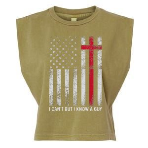 I CanT But I Know A Guy Cross American Flag Garment-Dyed Women's Muscle Tee