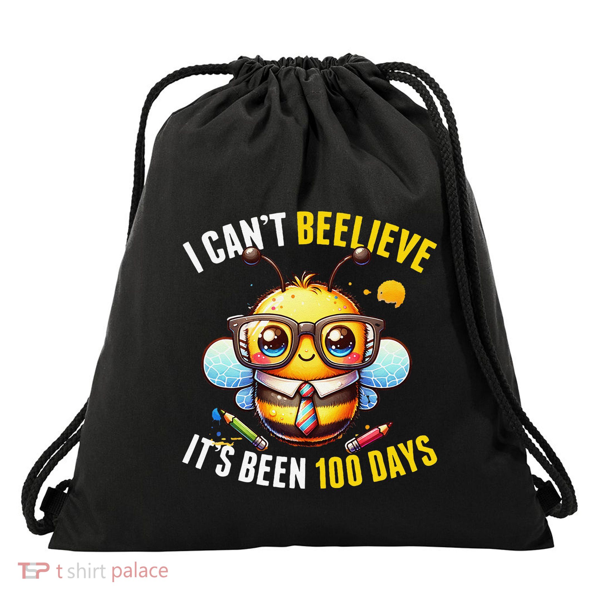 I CanT Believe Its Been 100 Days Funny Bee 100th Day School Drawstring Bag