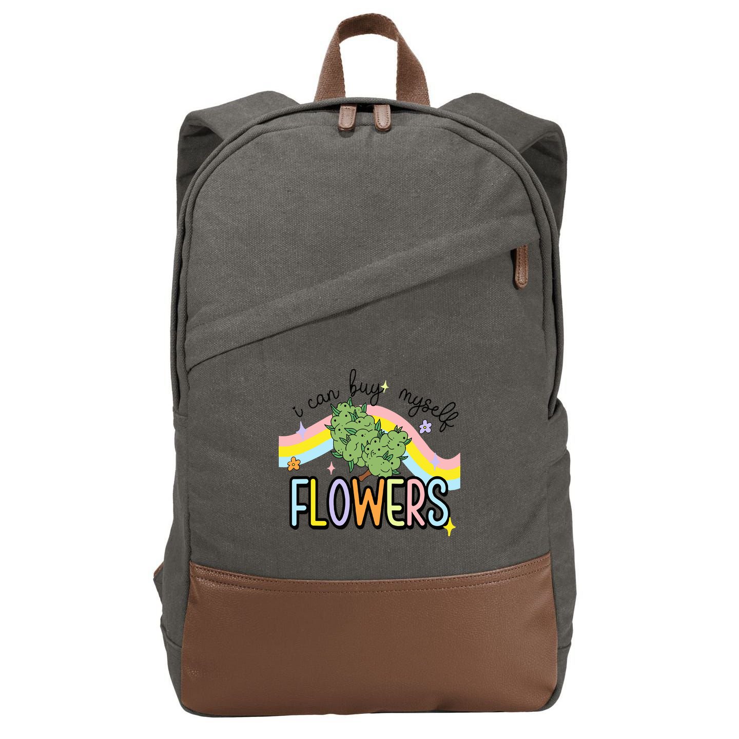 I Can Buy Myself Flowers Weed Funny Cannabis Cotton Canvas Backpack