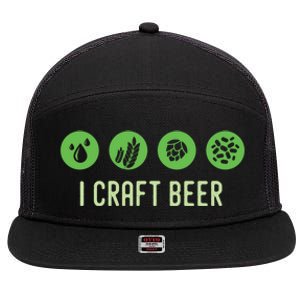 I Craft Beer Water Barley Malt Hops Yeast Brewer Ipa Gift 7 Panel Mesh Trucker Snapback Hat