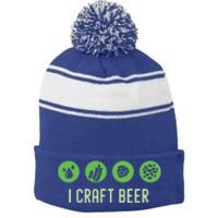 I Craft Beer Water Barley Malt Hops Yeast Brewer Ipa Gift Stripe Pom Pom Beanie