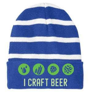 I Craft Beer Water Barley Malt Hops Yeast Brewer Ipa Gift Striped Beanie with Solid Band