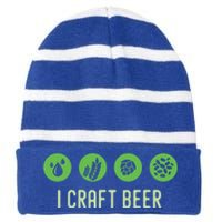 I Craft Beer Water Barley Malt Hops Yeast Brewer Ipa Gift Striped Beanie with Solid Band