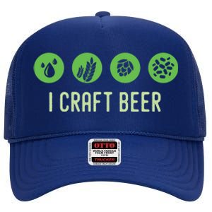 I Craft Beer Water Barley Malt Hops Yeast Brewer Ipa Gift High Crown Mesh Back Trucker Hat