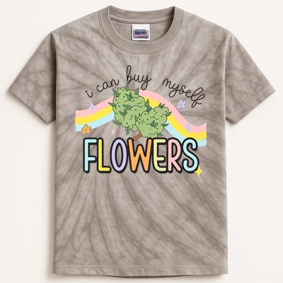 I Can Buy Myself Flowers Funny Stoner Happy 420 Days Cannabis Kids Tie-Dye T-Shirt