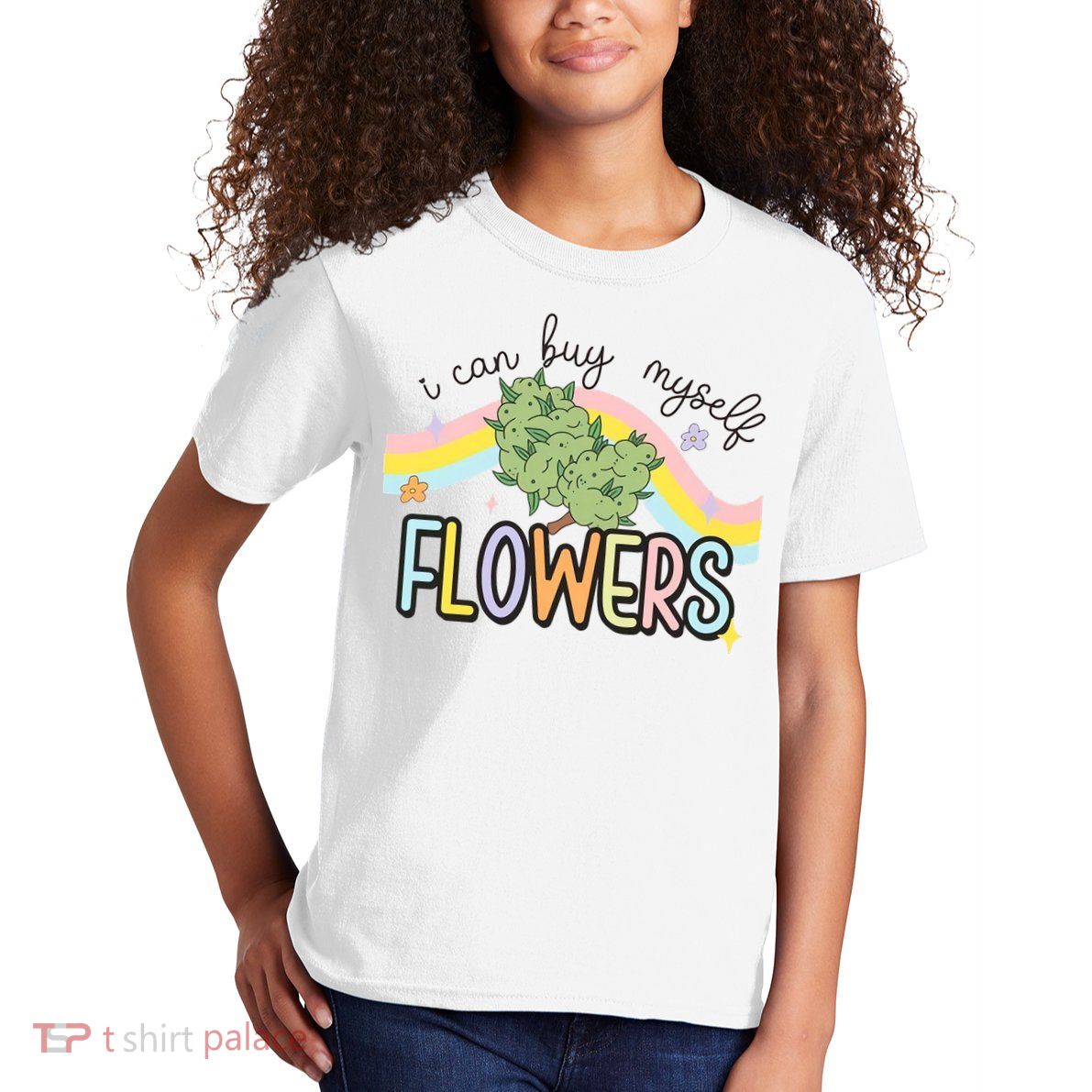 I Can Buy Myself Flowers Funny Stoner Happy 420 Days Cannabis Kids T-Shirt