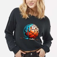 Ice Cream Basketball Drip Basketball Stuff Cropped Pullover Crew