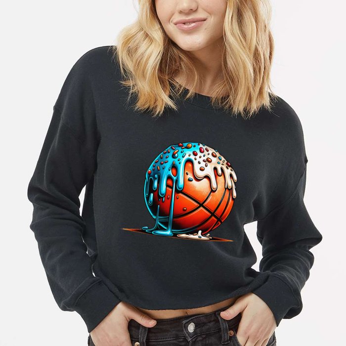 Ice Cream Basketball Drip Basketball Stuff Cropped Pullover Crew