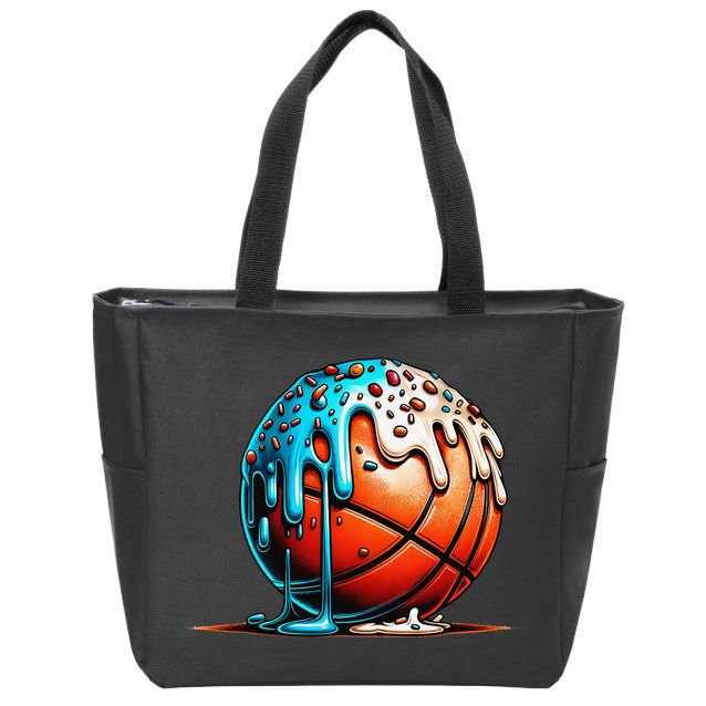 Ice Cream Basketball Drip Basketball Stuff Zip Tote Bag