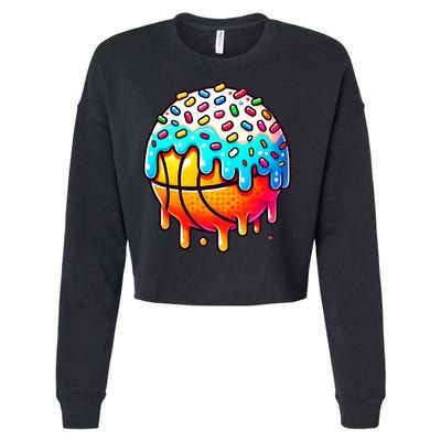 Ice Cream Basketball Drip  Basketball Stuff Cropped Pullover Crew