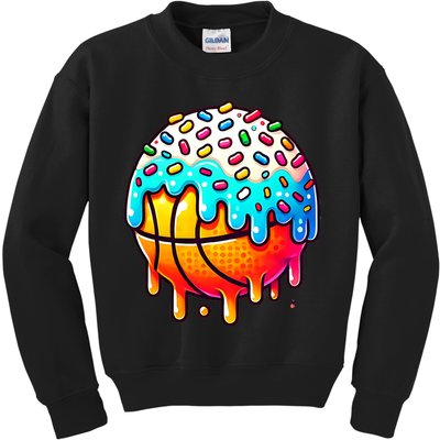 Ice Cream Basketball Drip  Basketball Stuff Kids Sweatshirt